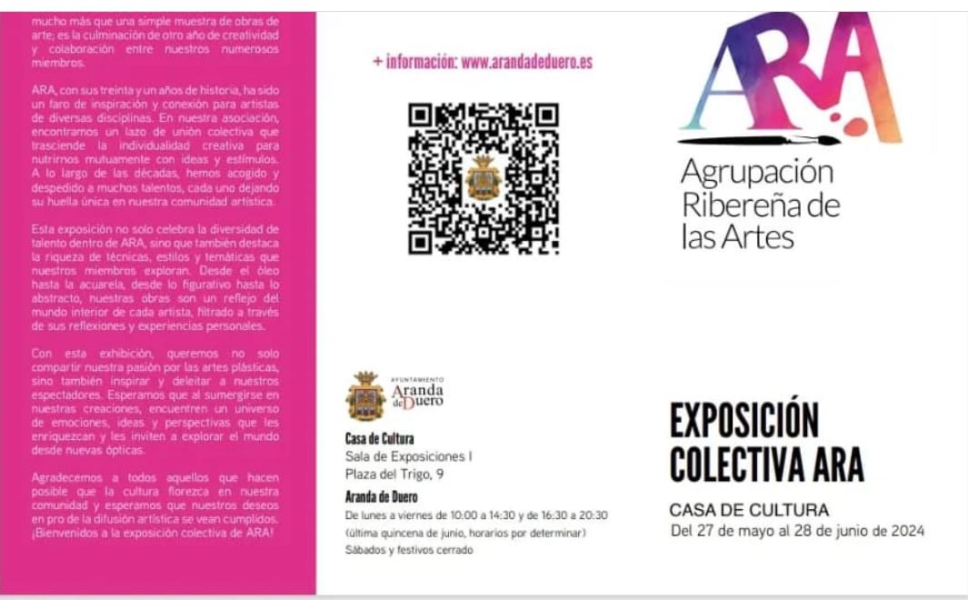 Exposición colectiva de la Agrupación Ribereña de las Artes en la Casa de Cultura de Aranda de Duero.