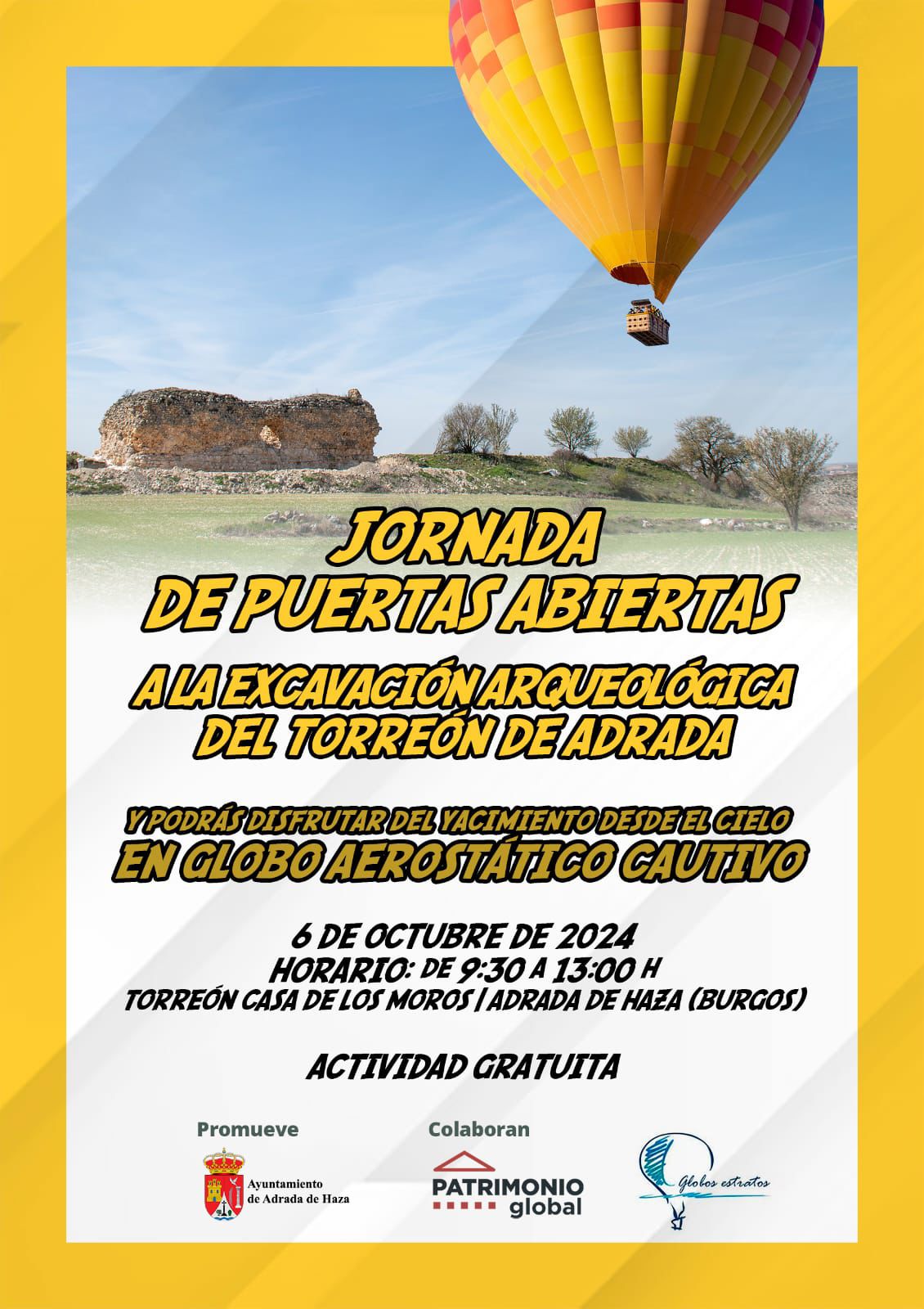 Esta actividad gratuita te permitirá disfrutar de la excavación arqueológica del Torreón de Adrada de Haza desde el cielo.