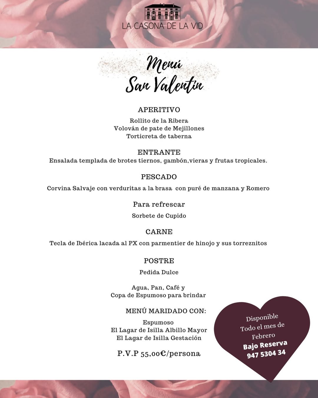 Menú Especial San Valentín